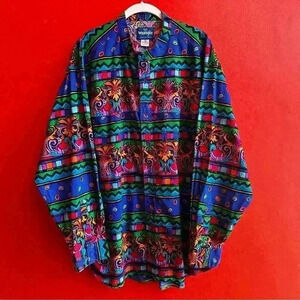 Vintage Men's Wrangler multicolor printed western button up size XXL